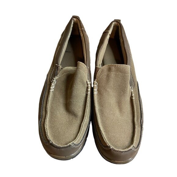 Faded Glory Mens Canvas Loafers Size 8 Brown Slip-On Cabincore Light Academia - Picture 1 of 7
